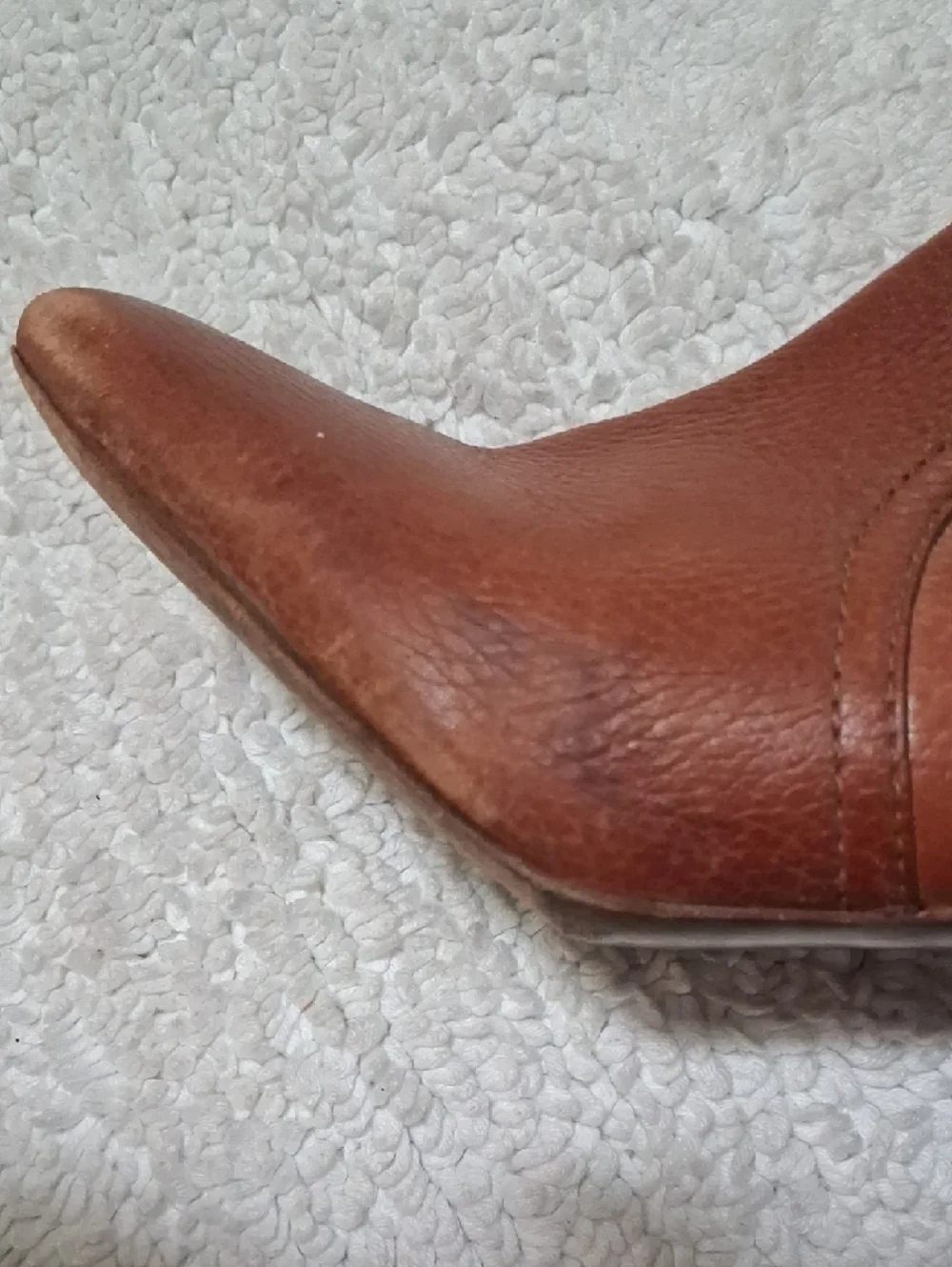 Tory Burch Cognac Leather Ankle Booties with Logo Accent